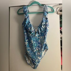 Blue and White Lilly Pulitzer Onepiece Swimsuit